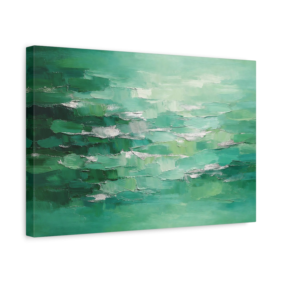 Side Mockup 4. Abstract Textured Abstract Green Abstract Texture shown as stretched canvas wall art