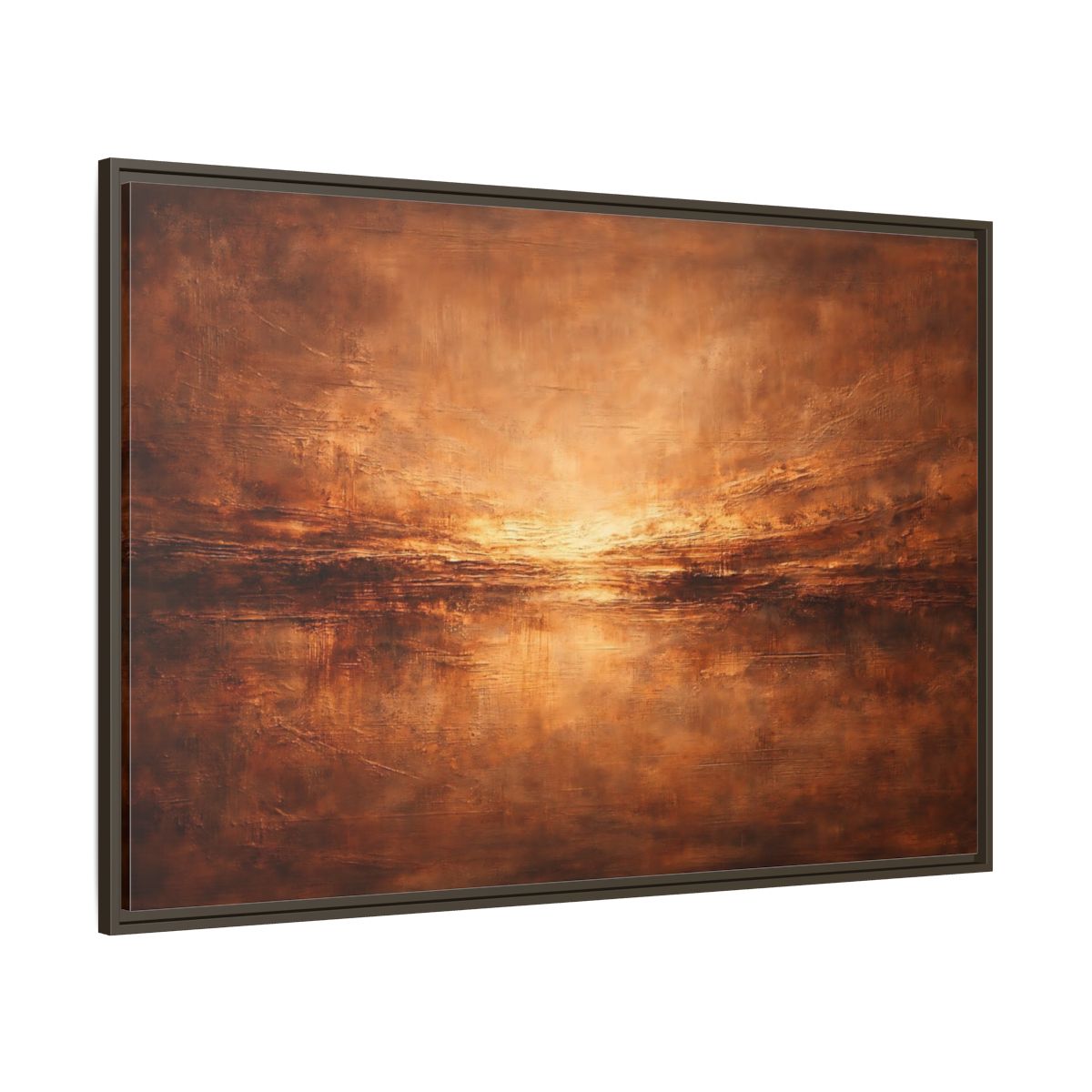 Main Mockup. Abstract Textured Horizon Bronze Abstract shown as stretched canvas wall art