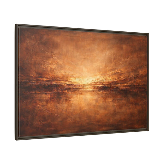 Main Mockup. Abstract Textured Horizon Bronze Abstract shown as stretched canvas wall art