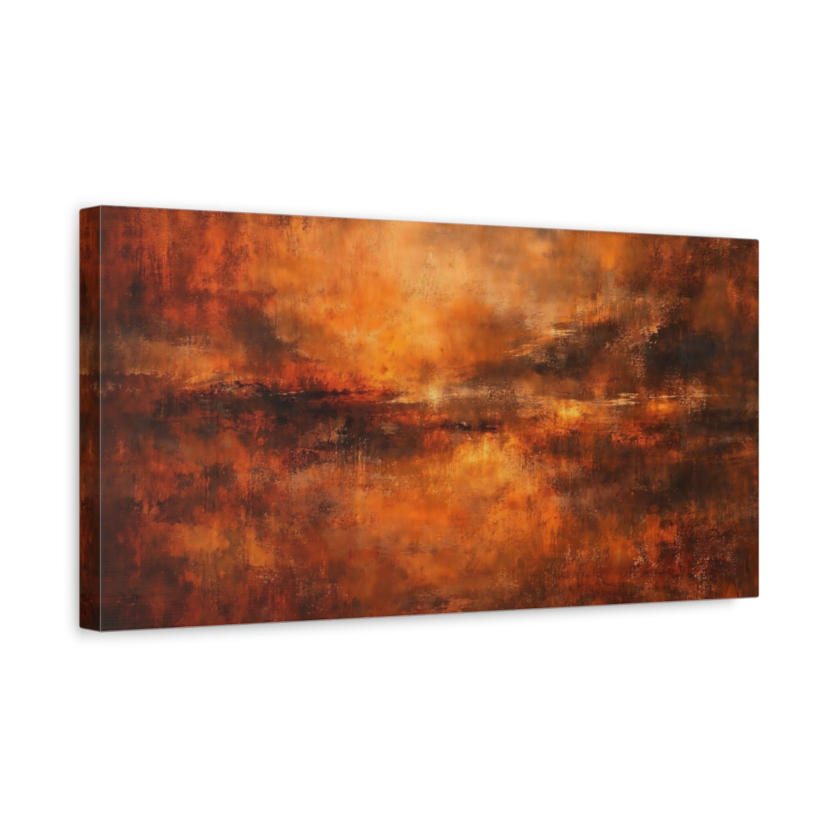 Side Mockup 3. Nature Abstract Seascape Orange Brown Abstract shown as stretched canvas wall art