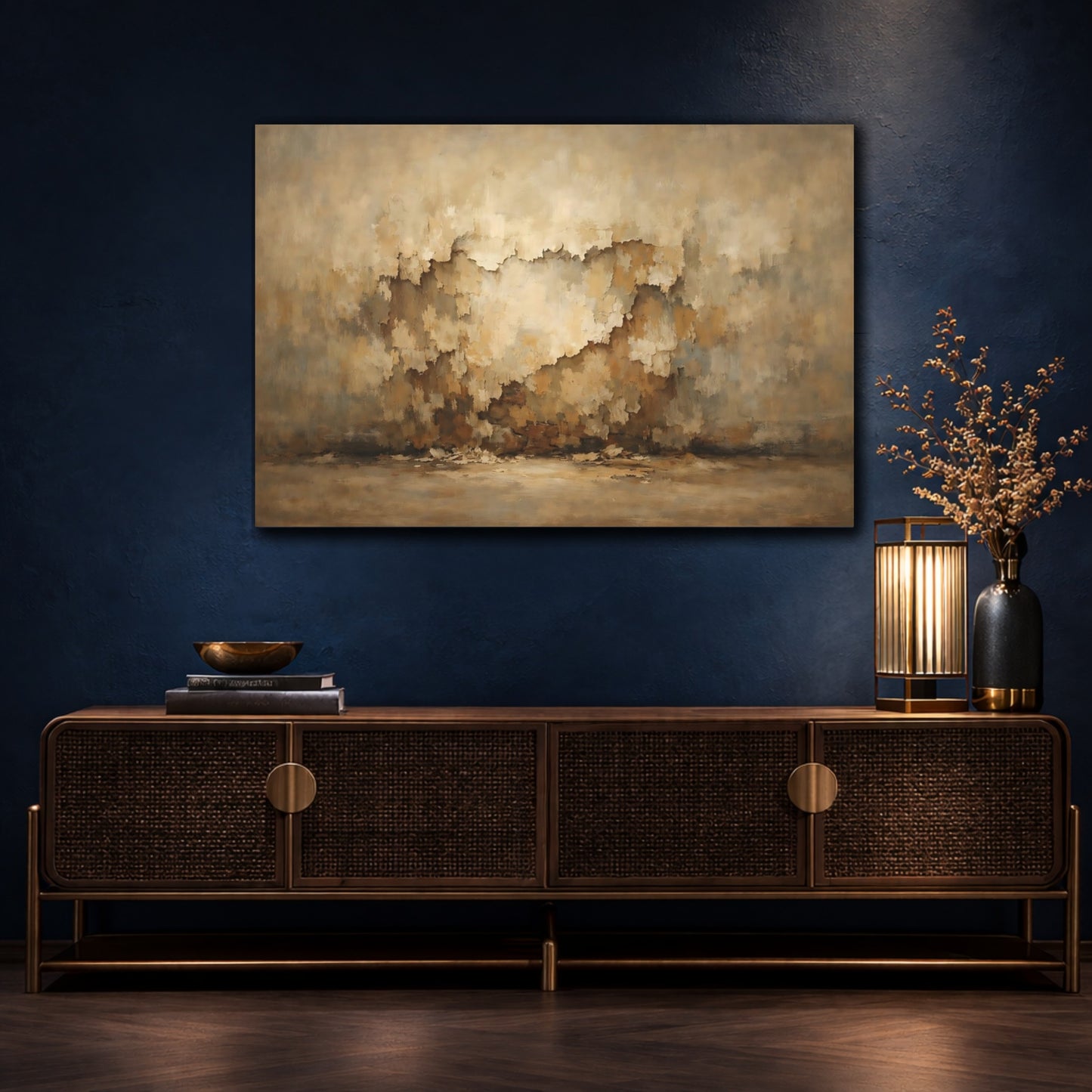Mockup 4. Abstract Textured Wall Brown And Beige Texture shown as stretched canvas wall art