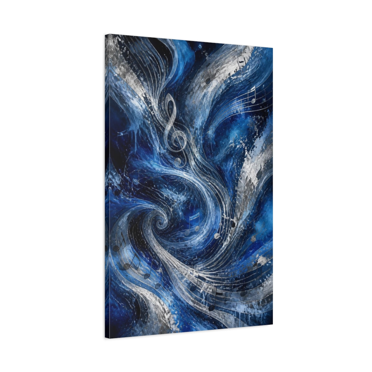 Main Mockup. Abstract Treble Clef Waves shown as canvas print