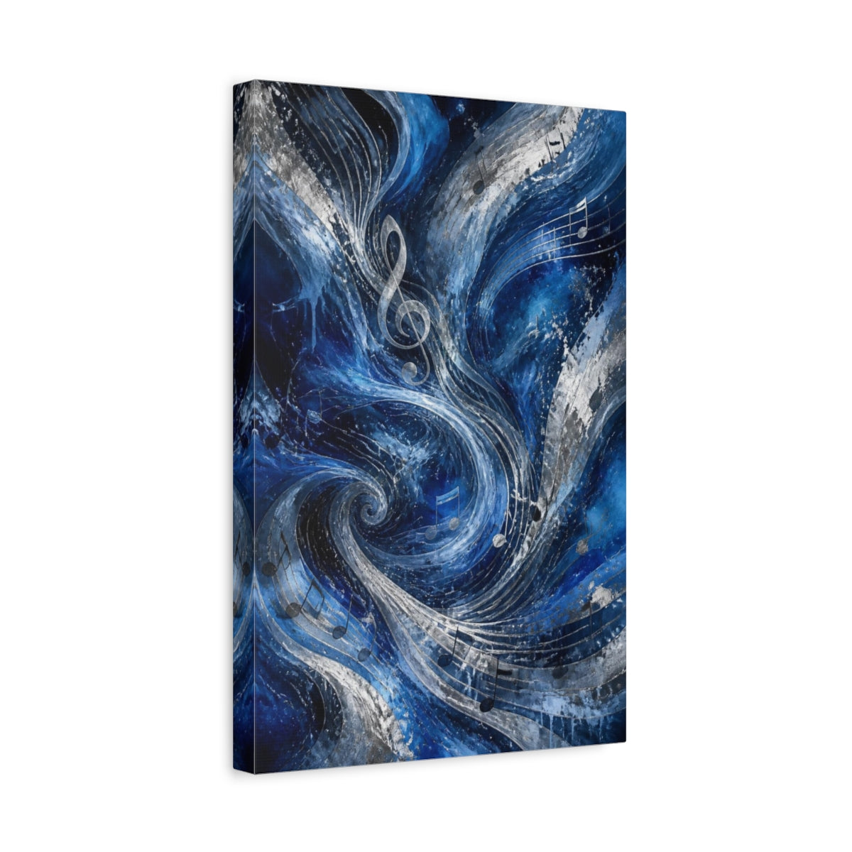 Side Mockup 4. Abstract Treble Clef Waves shown as canvas print