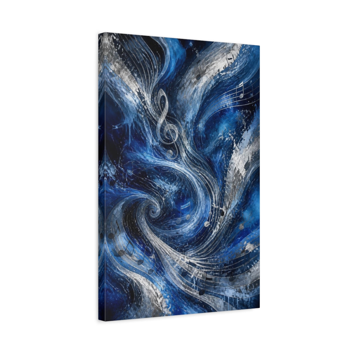 Side Mockup 3. Abstract Treble Clef Waves shown as canvas print