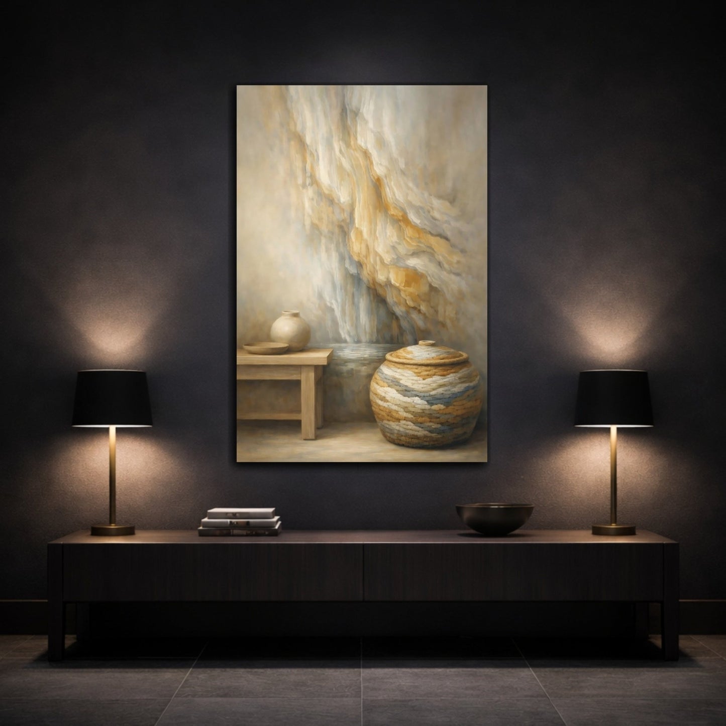Abstract Vase And Basket - Canvas Wall Art Print - YesArtYes