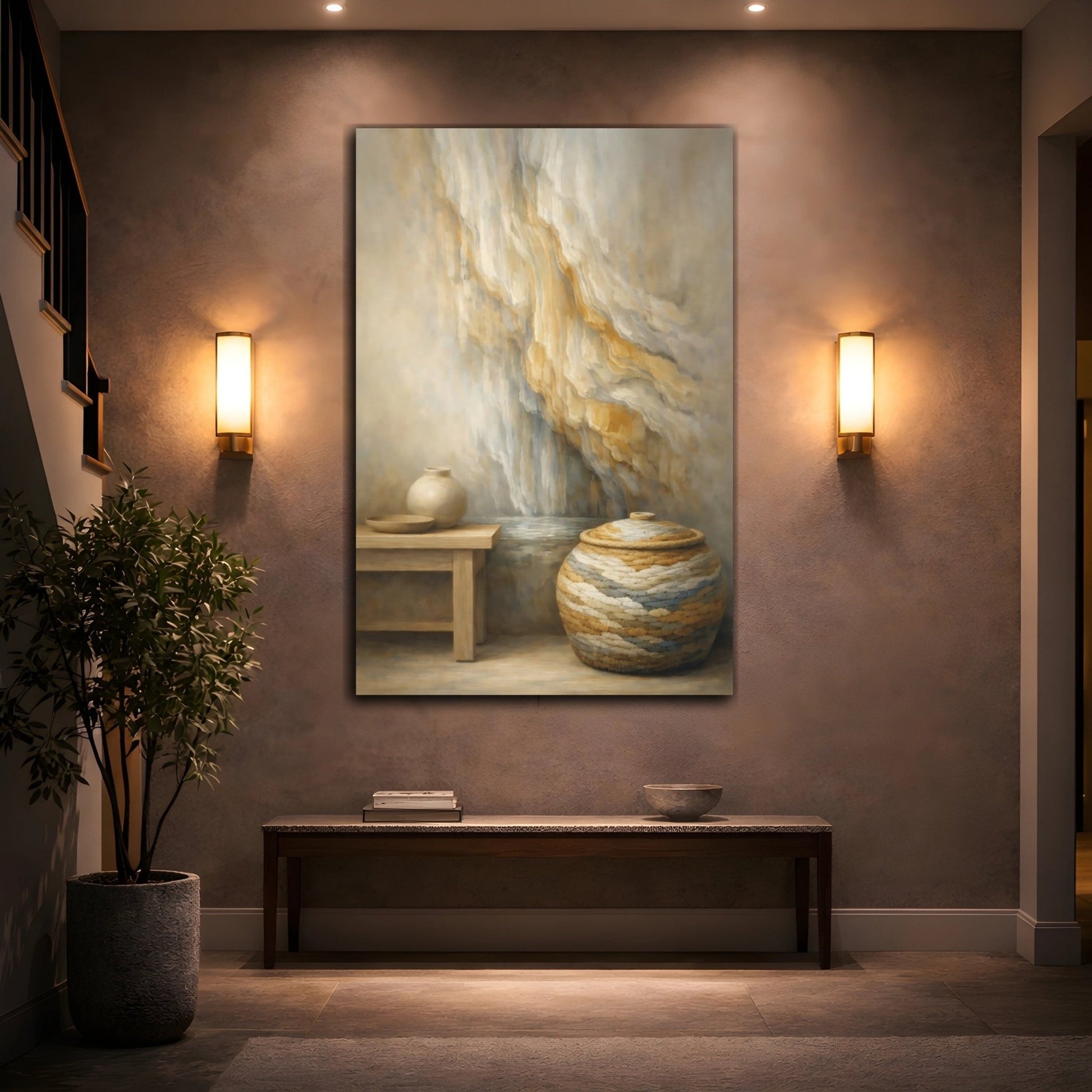 Abstract Vase And Basket - Canvas Wall Art Print - YesArtYes