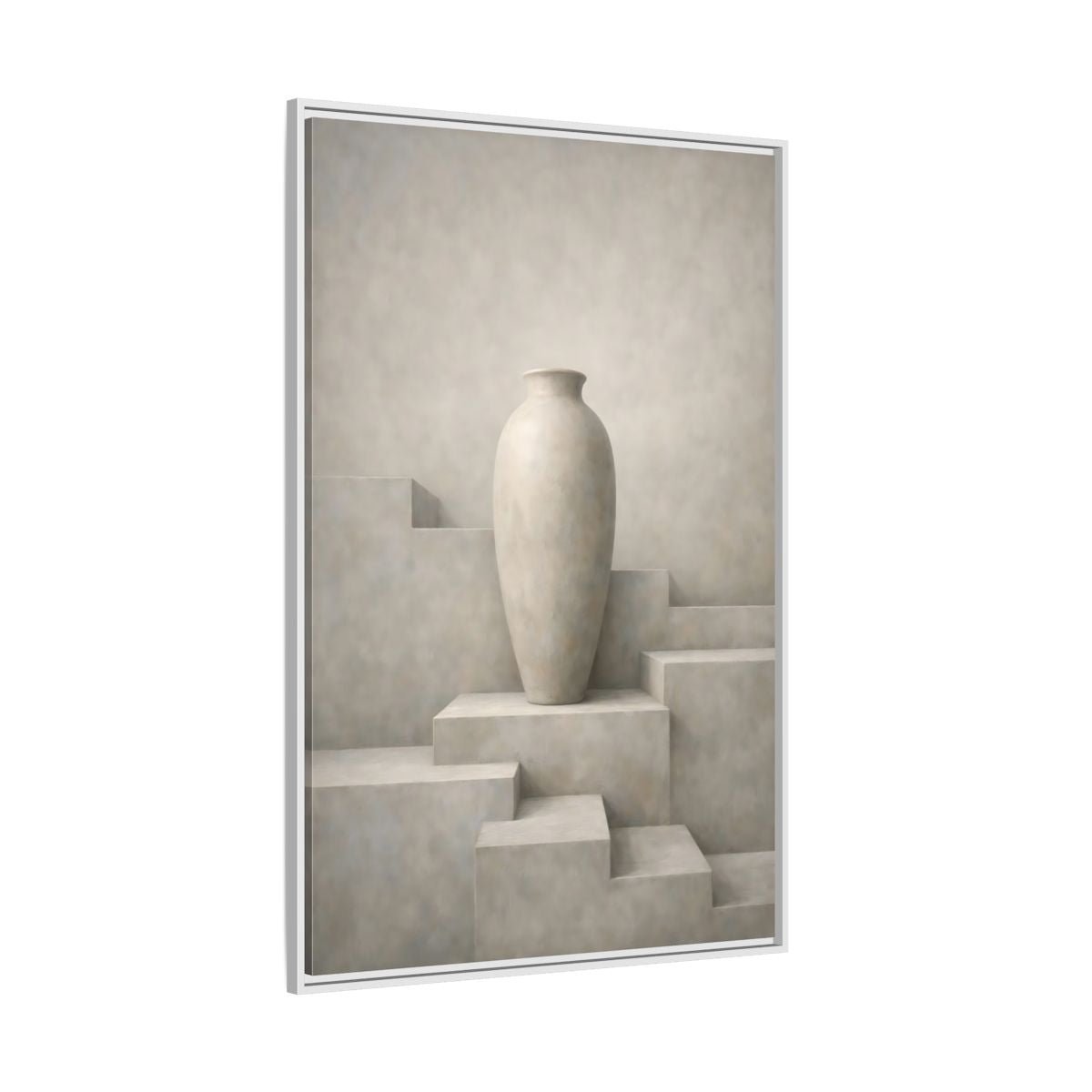 Abstract Vase Beige - Framed Canvas Wall Art Print - YesArtYes