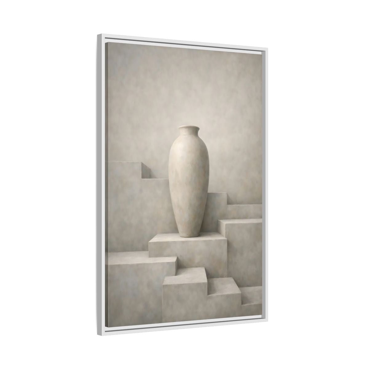 Abstract Vase Beige - Framed Canvas Wall Art Print - YesArtYes