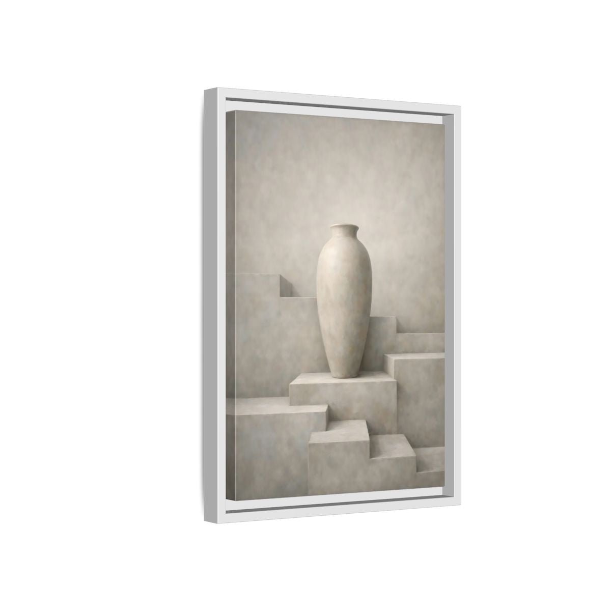Abstract Vase Beige - Framed Canvas Wall Art Print - YesArtYes