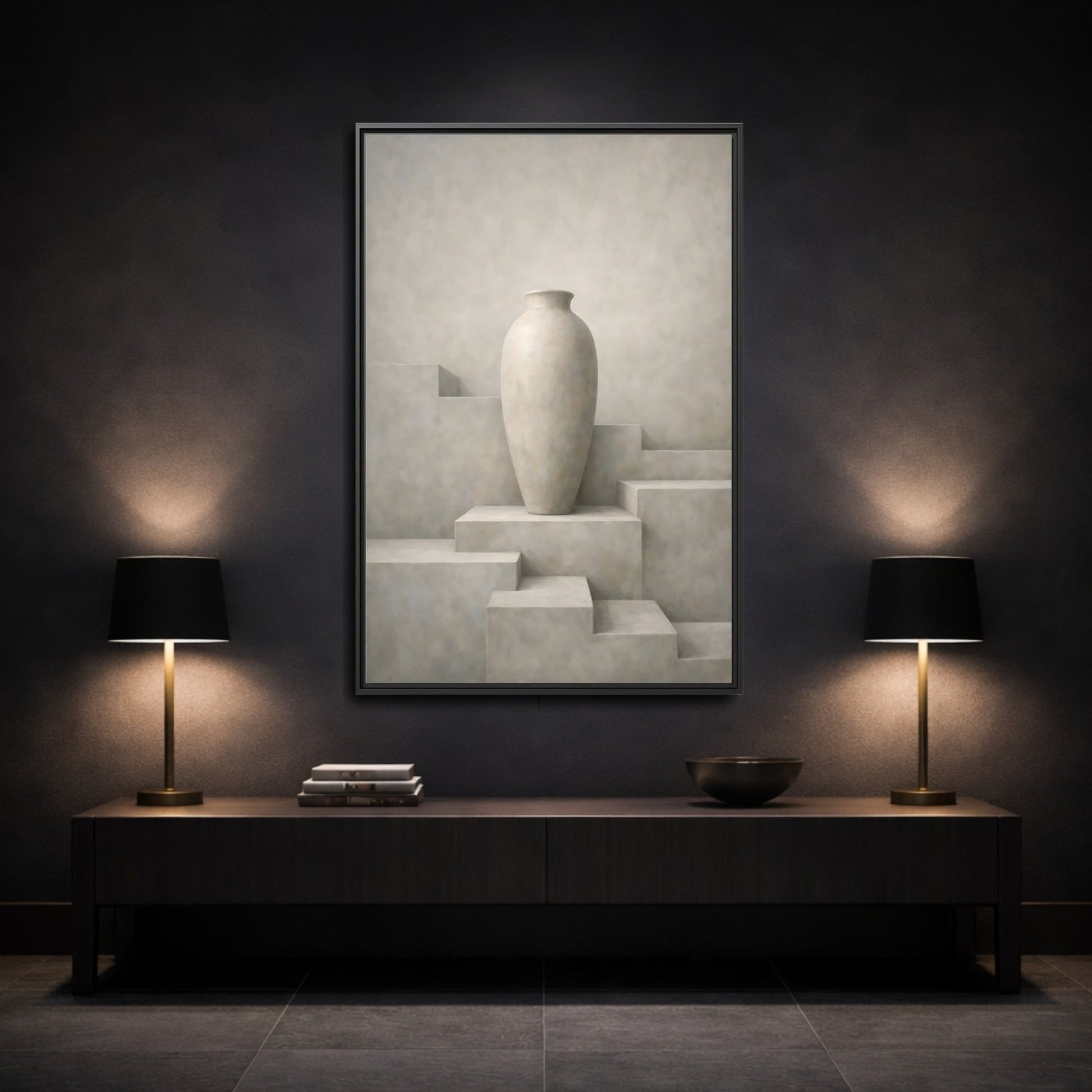 Abstract Vase Beige - Framed Canvas Wall Art Print - YesArtYes
