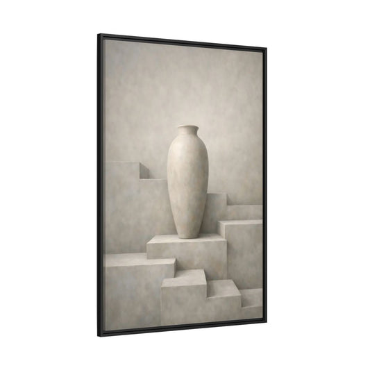 Abstract Vase Beige - Framed Canvas Wall Art Print - YesArtYes
