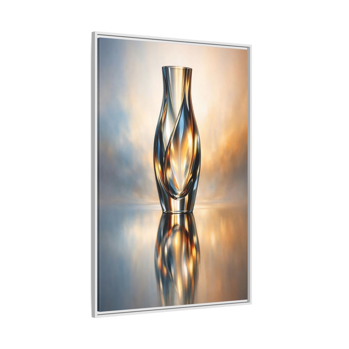 Side Mockup 7. Abstract Abstract Vase Gold And Blue shown as stretched canvas wall art