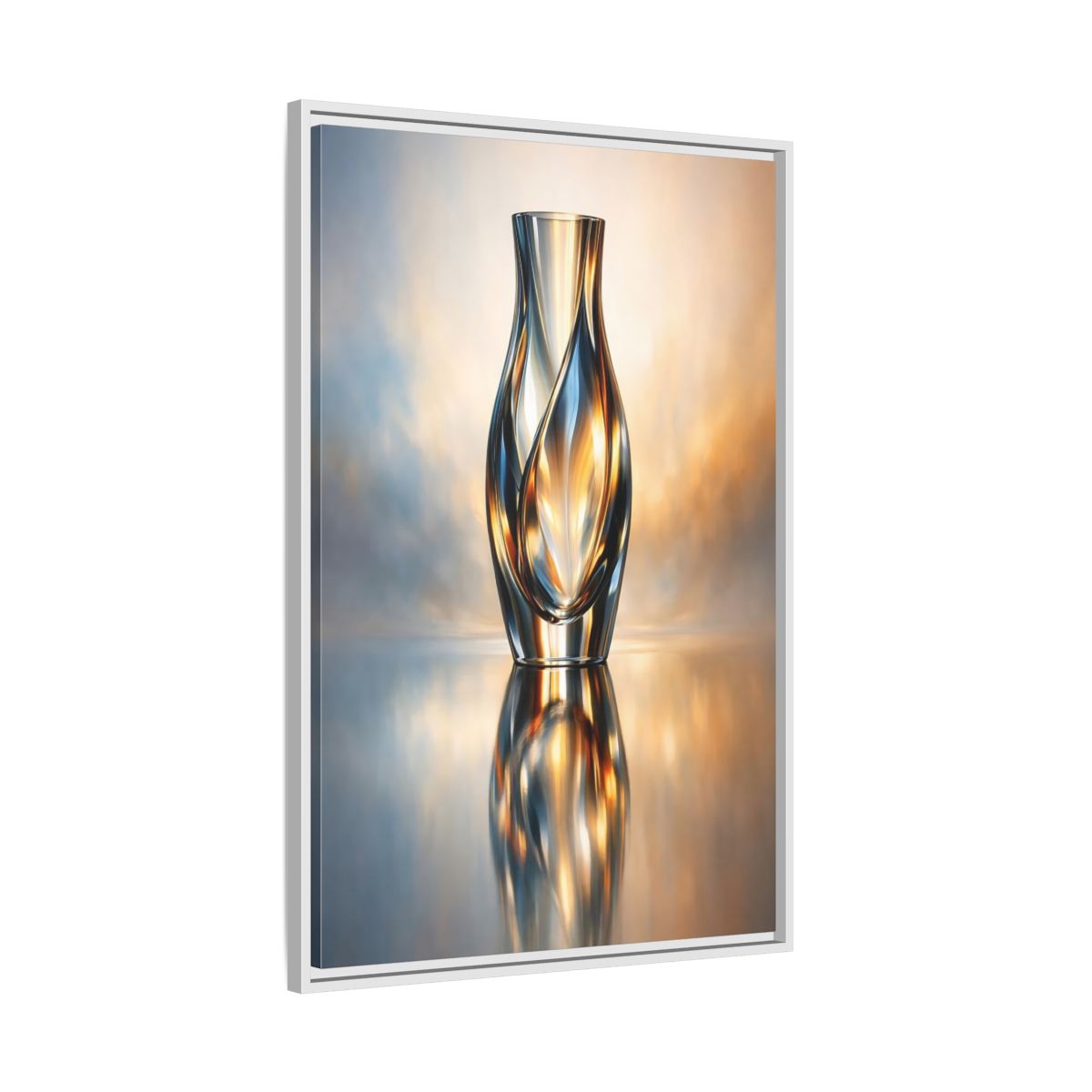 Side Mockup 9. Abstract Abstract Vase Gold And Blue shown as stretched canvas wall art