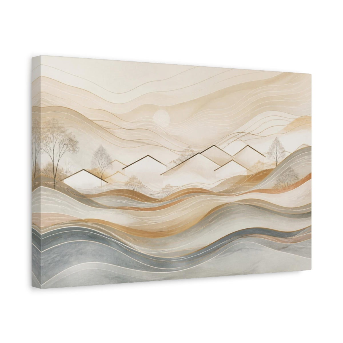 Side Mockup 4. Abstract Village Rooftops shown as canvas print
