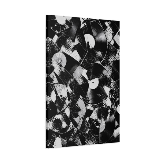 Main Mockup. Abstract Vinyl Record Collage shown as canvas print