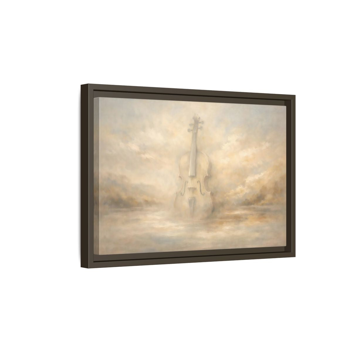 Side Mockup 5. Abstract Violin Dreamy Beige Violin shown as stretched canvas wall art
