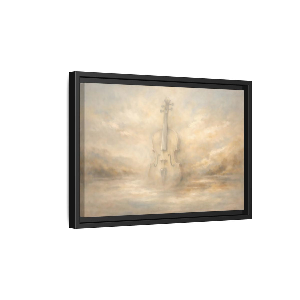 Side Mockup 6. Abstract Violin Dreamy Beige Violin shown as stretched canvas wall art