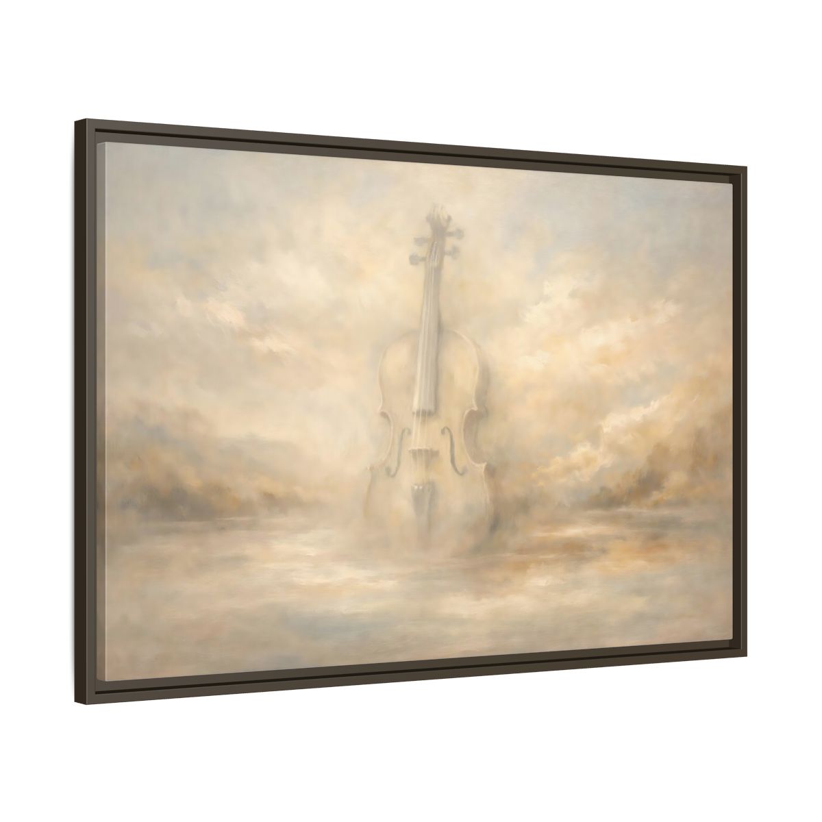 Side Mockup 9. Abstract Violin Dreamy Beige Violin shown as stretched canvas wall art