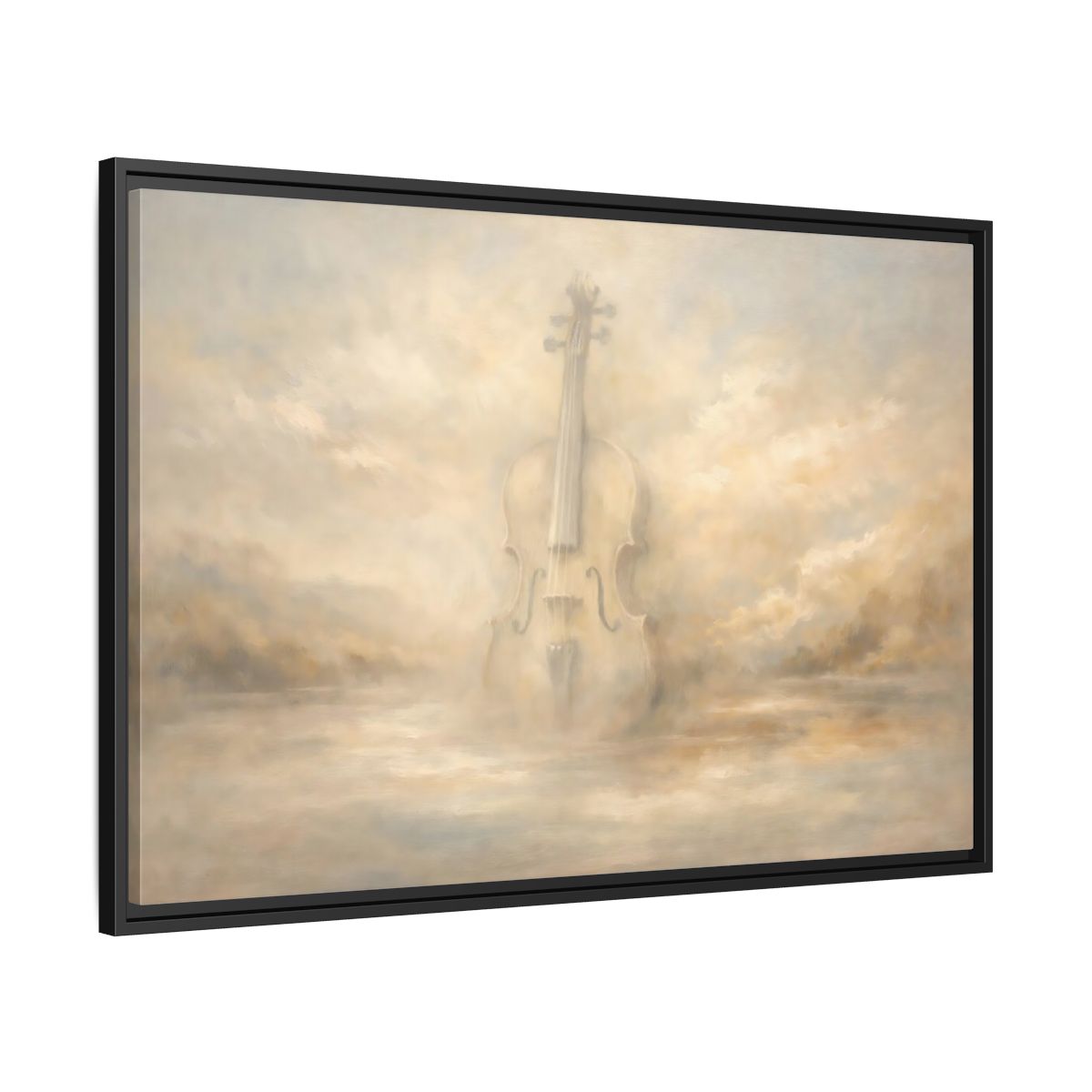 Side Mockup 13. Abstract Violin Dreamy Beige Violin shown as stretched canvas wall art