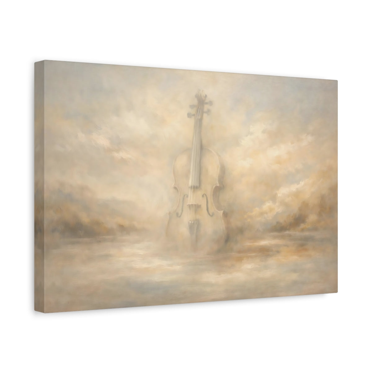 Side Mockup 4. Abstract Violin Misty Violin shown as stretched canvas wall art