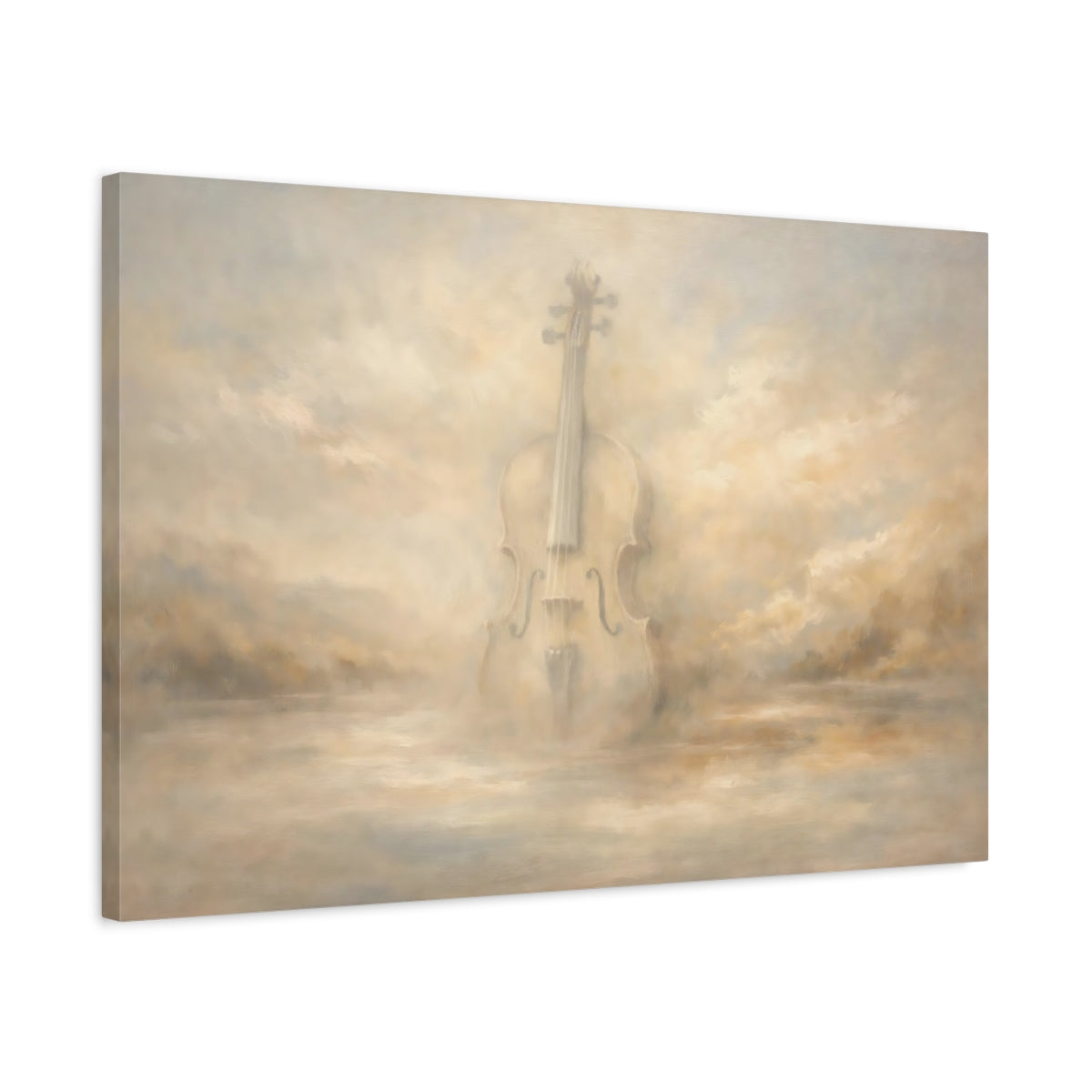Side Mockup 2. Abstract Violin Misty Violin shown as stretched canvas wall art