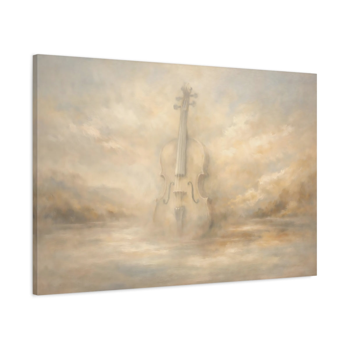 Side Mockup 1. Abstract Violin Misty Violin shown as stretched canvas wall art