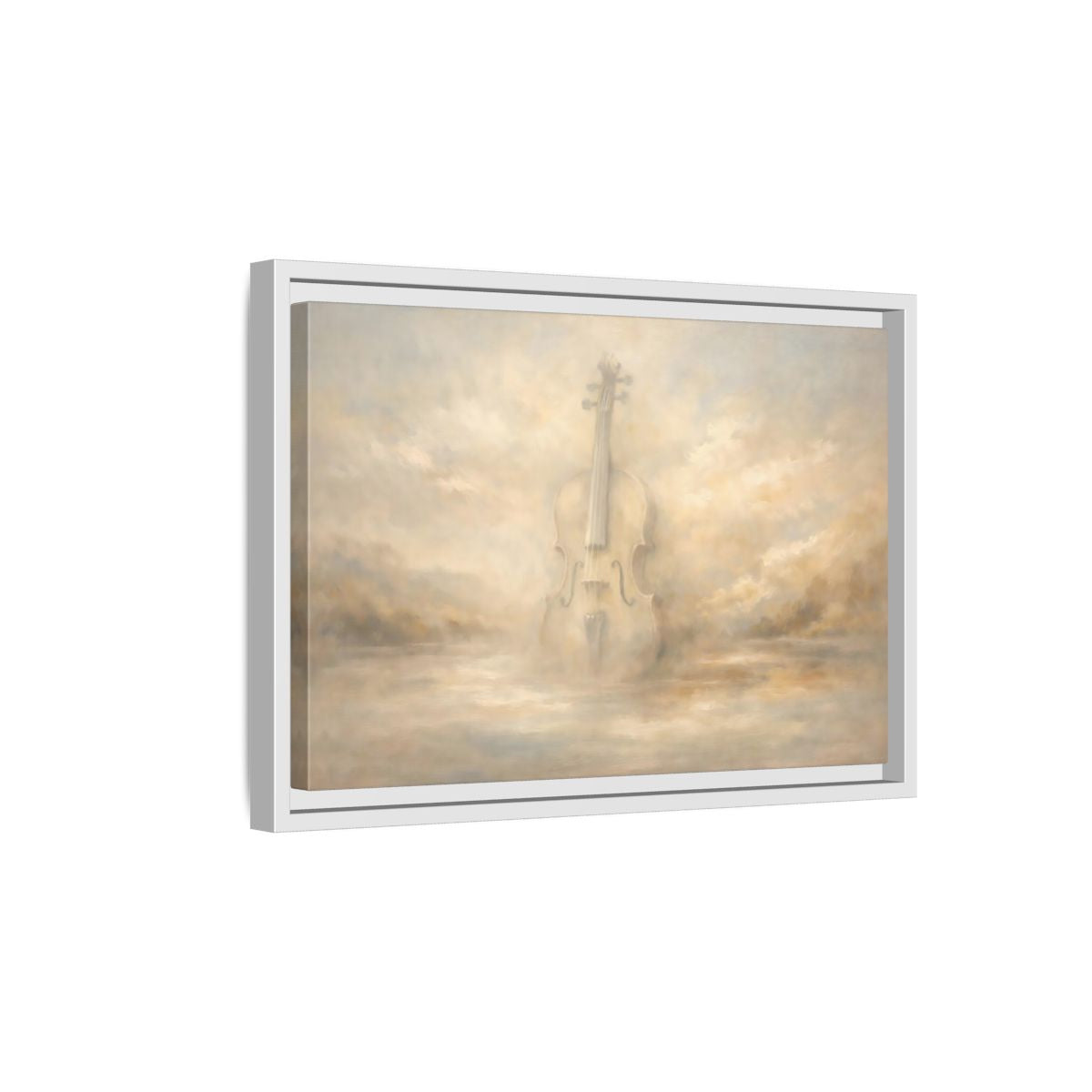 Side Mockup 4. Abstract Violin Soft Beige shown as stretched canvas wall art