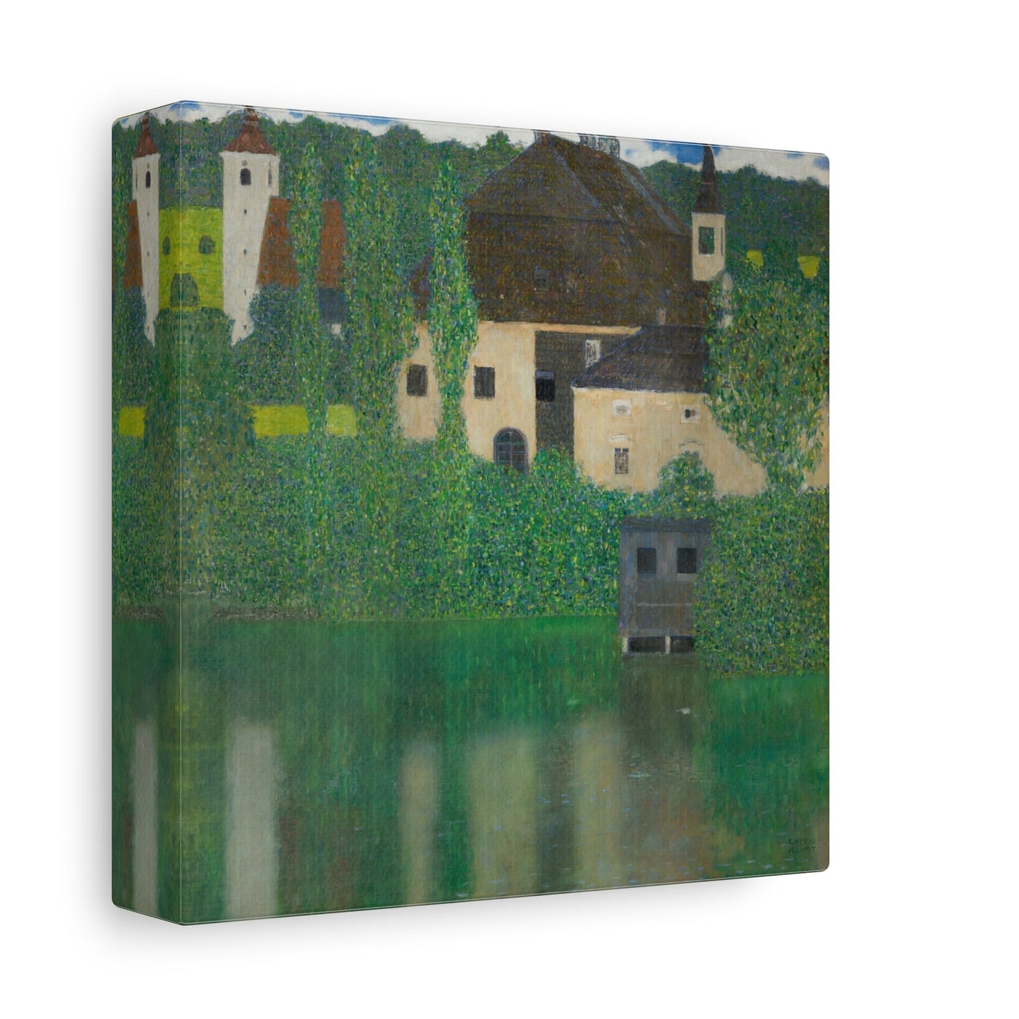 Abstract Water Castle Canvas Prints - Green Klimt Art Wall Print - YesArtYes