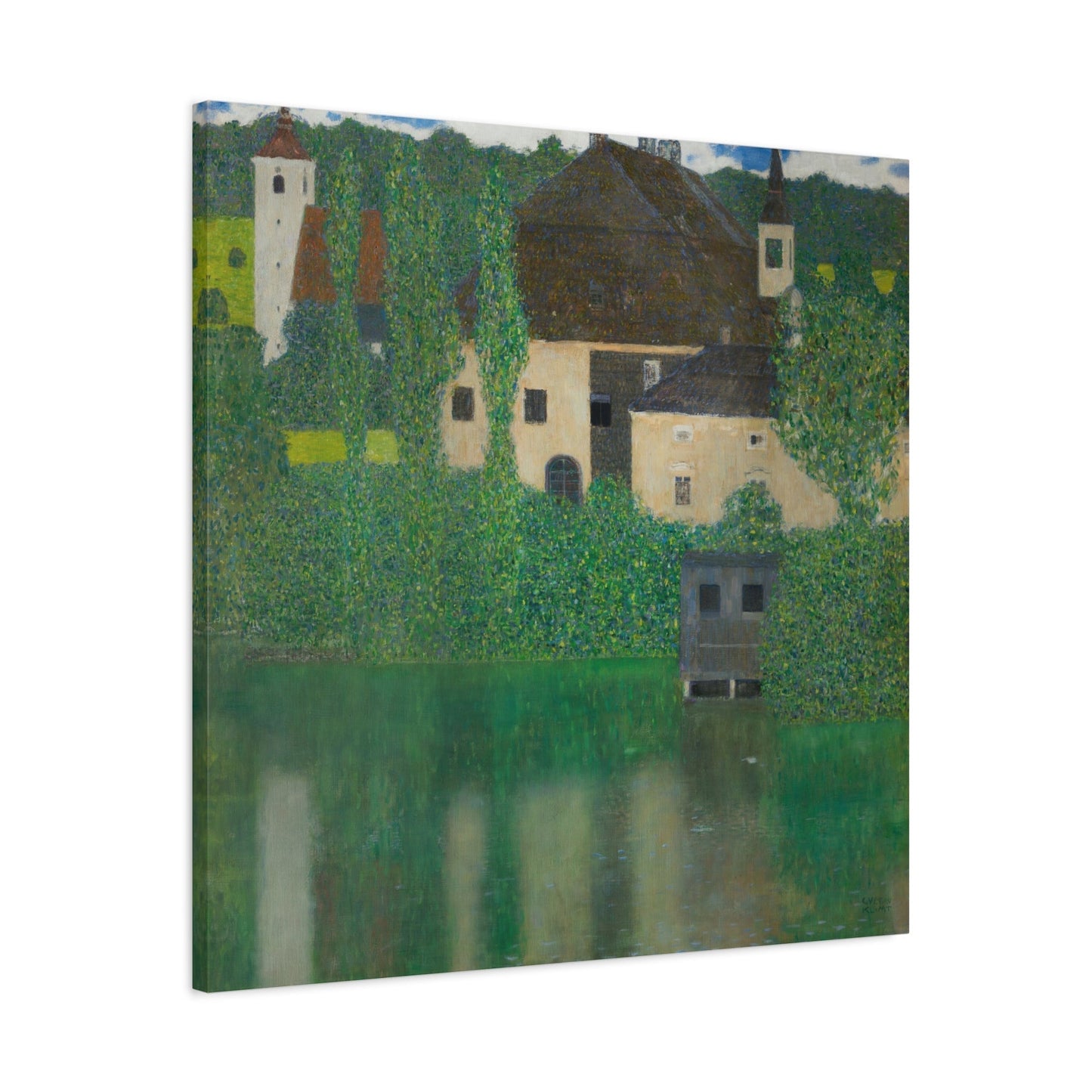 Abstract Water Castle Canvas Prints - Green Klimt Art Wall Print - YesArtYes