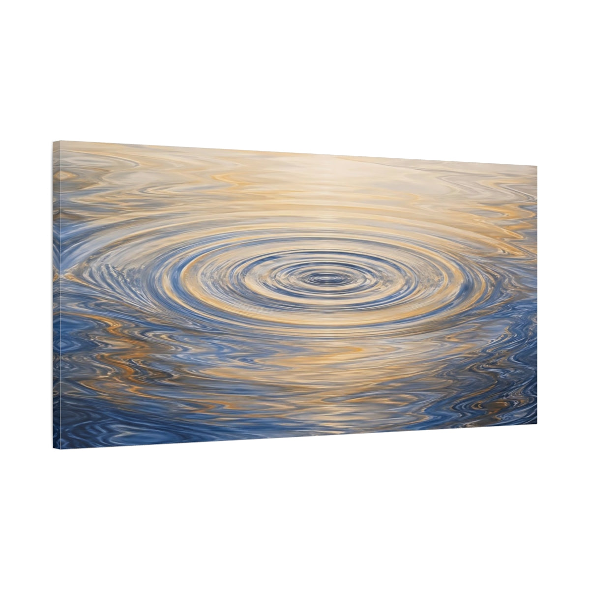 Main Mockup. Abstract Water Ripples Blue And Gold Ripples shown as stretched canvas wall art