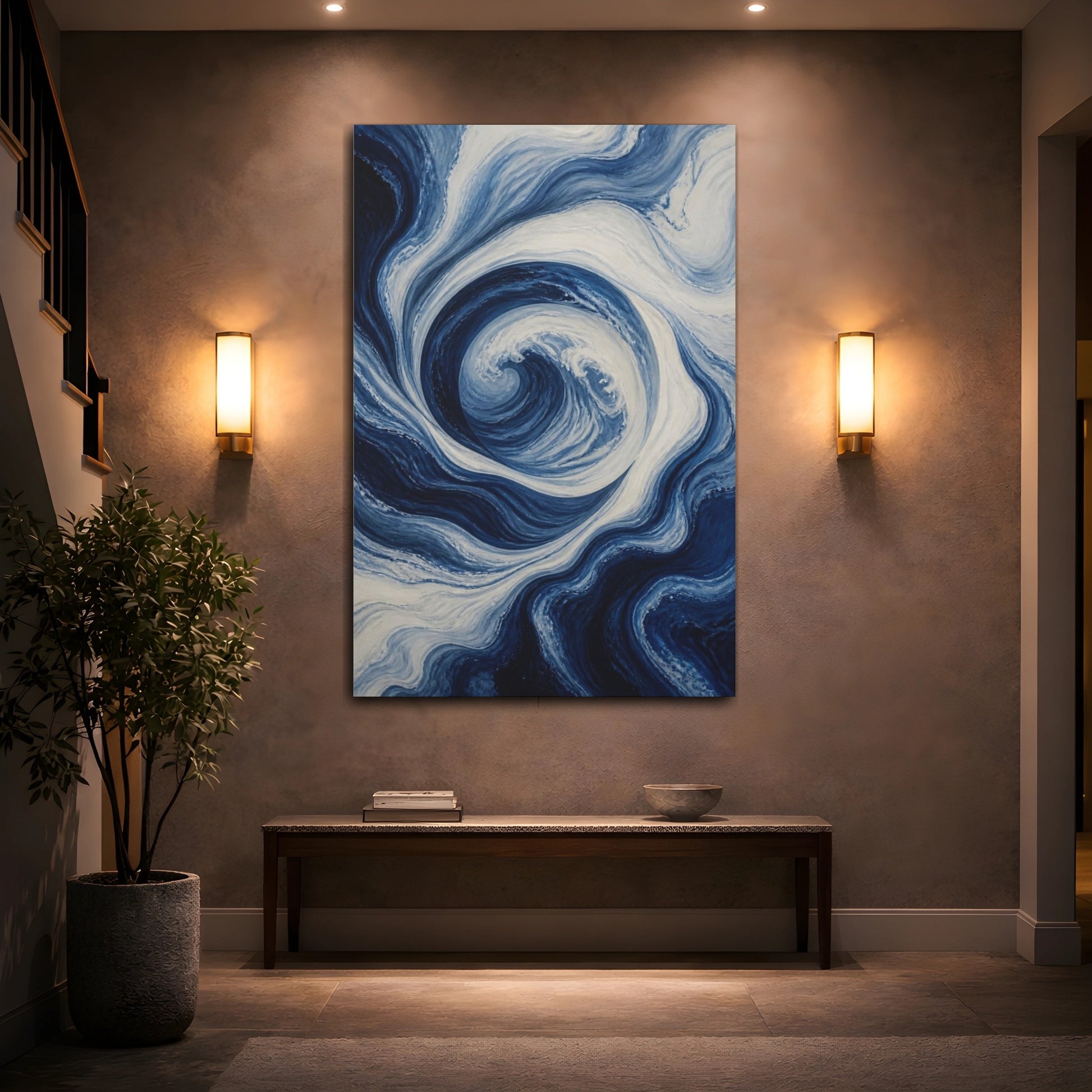 Mockup 2. Abstract Wave Swirl shown as canvas print
