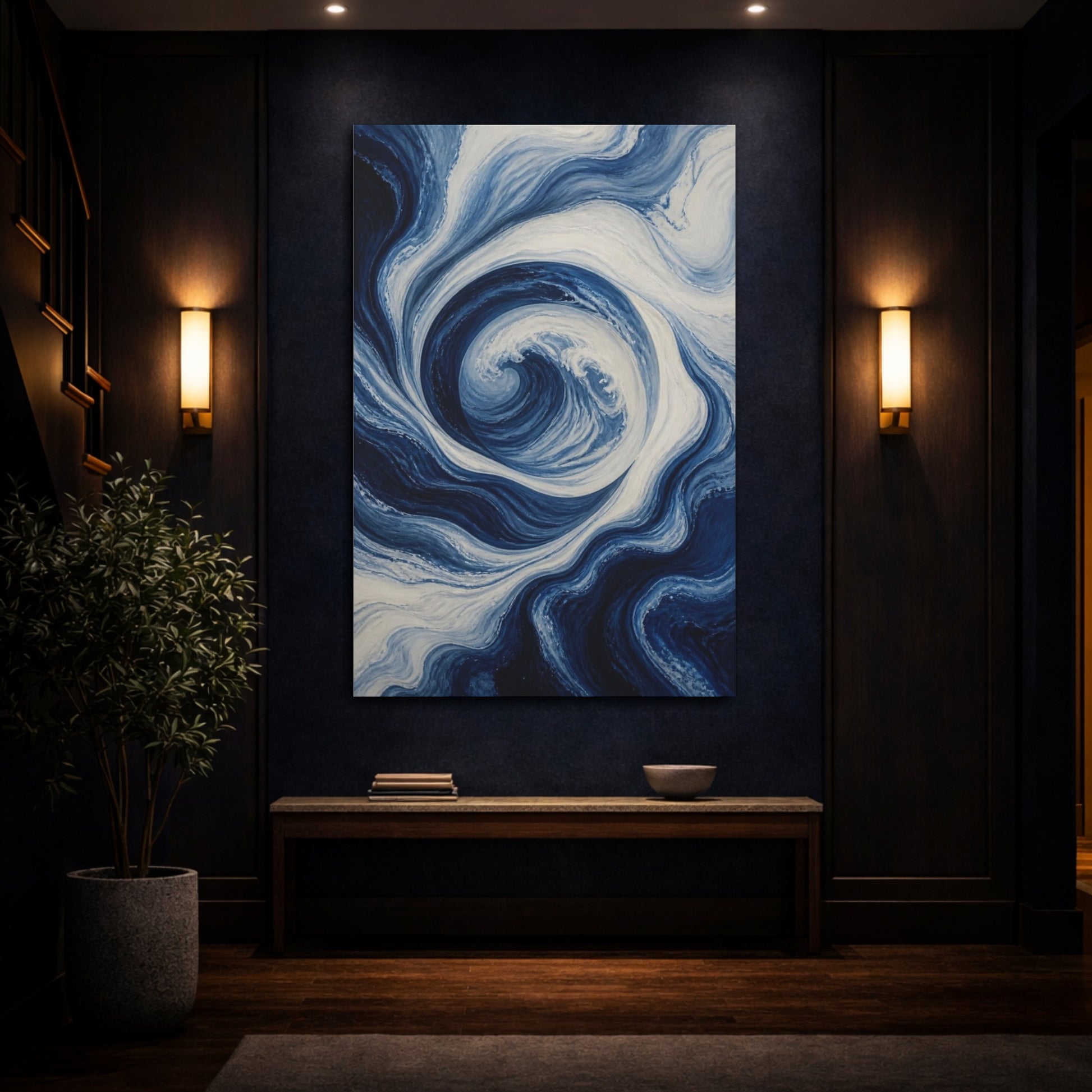Mockup 4. Abstract Wave Swirl shown as canvas print