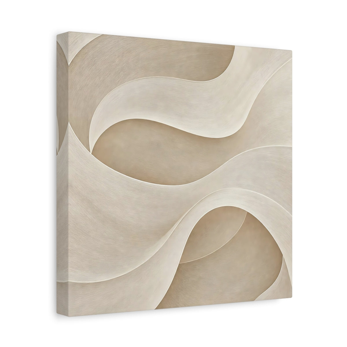 Side Mockup 8. Abstract Abstract Waves Beige Waves shown as stretched canvas wall art