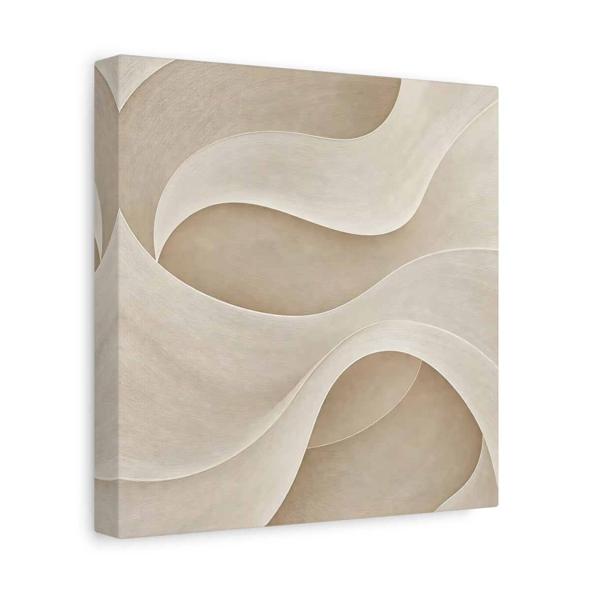 Side Mockup 9. Abstract Abstract Waves Beige Waves shown as stretched canvas wall art