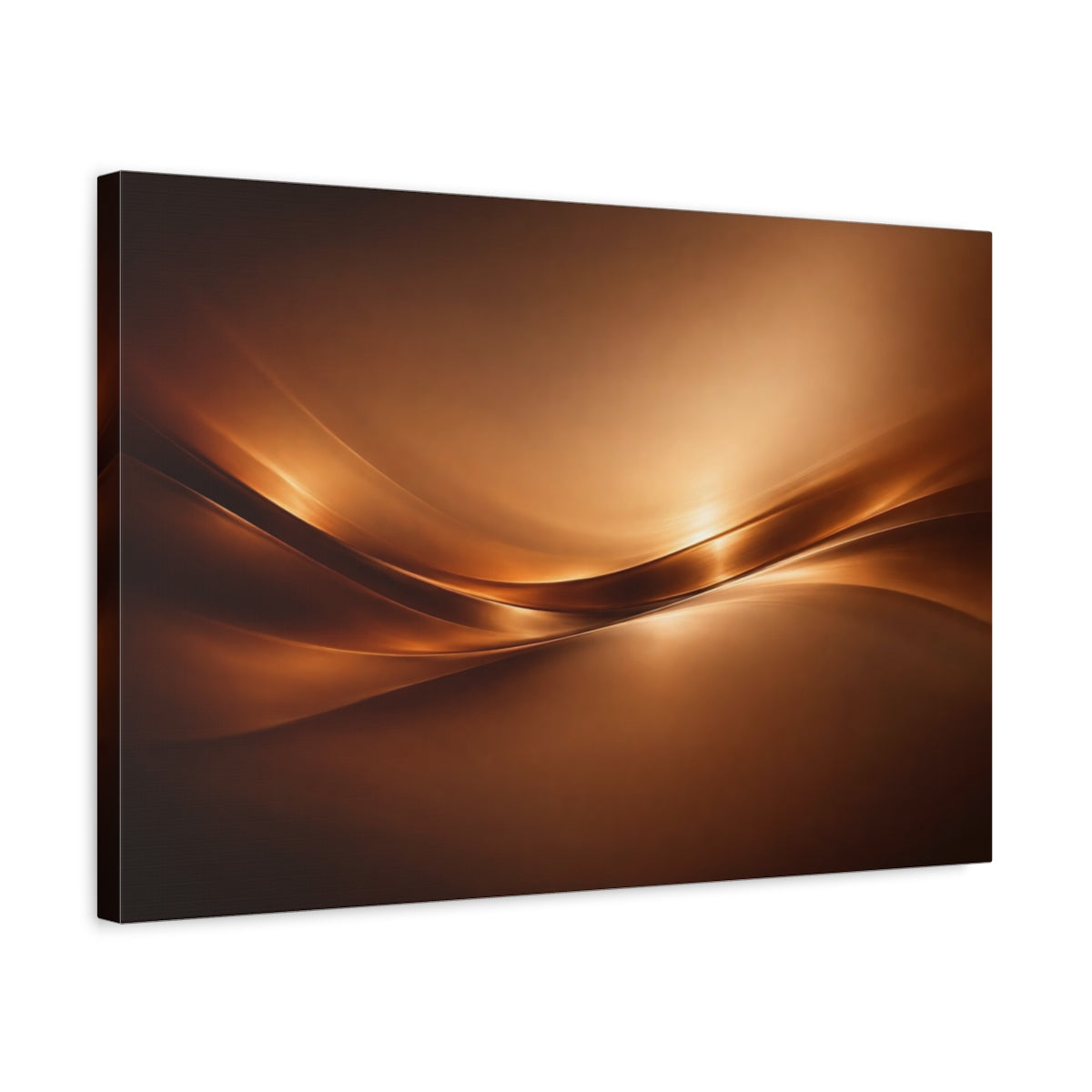 Side Mockup 3. Abstract Abstract Waves Brown Gold Abstract shown as stretched canvas wall art