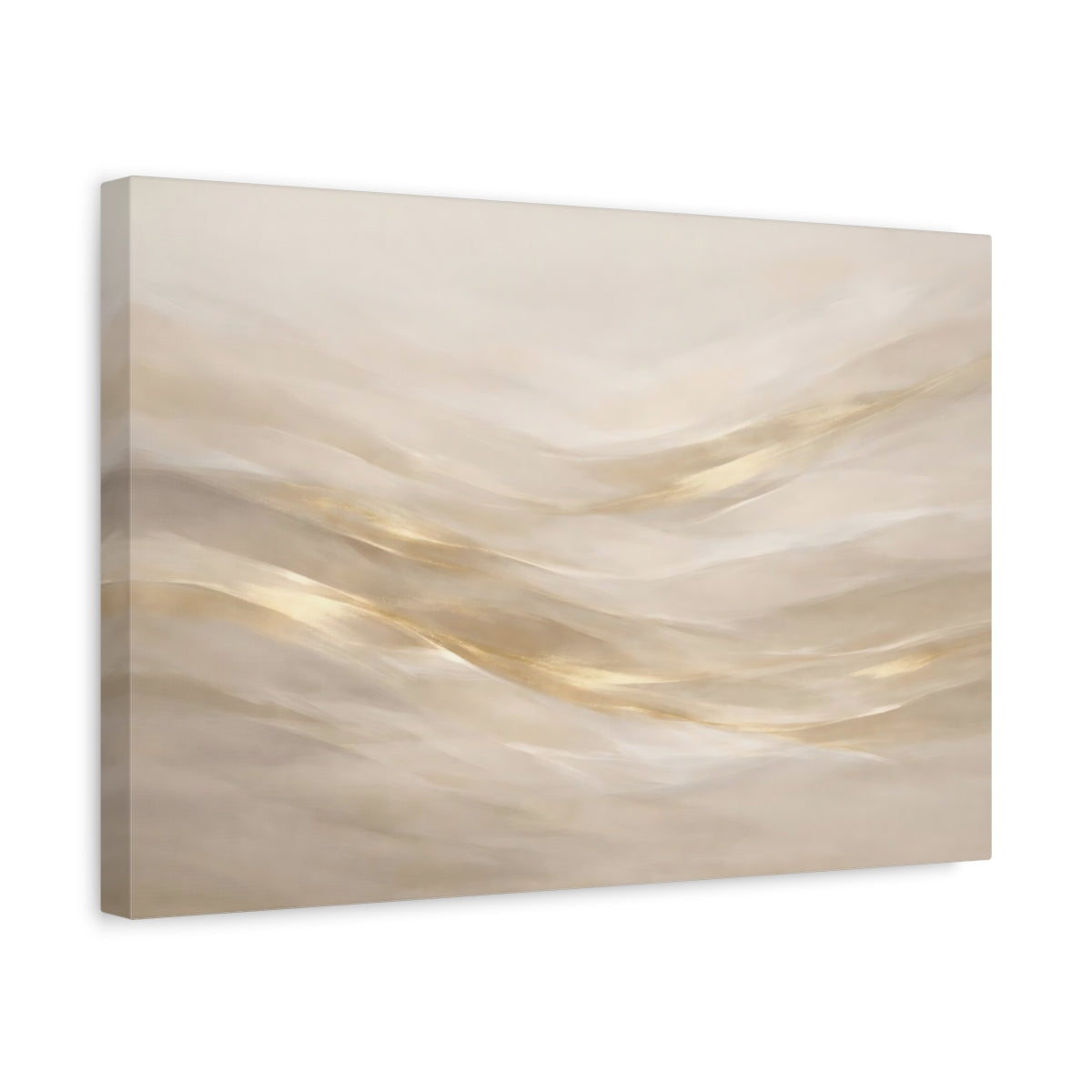 Side Mockup 4. Abstract Abstract Waves Cream Gold Abstract shown as stretched canvas wall art