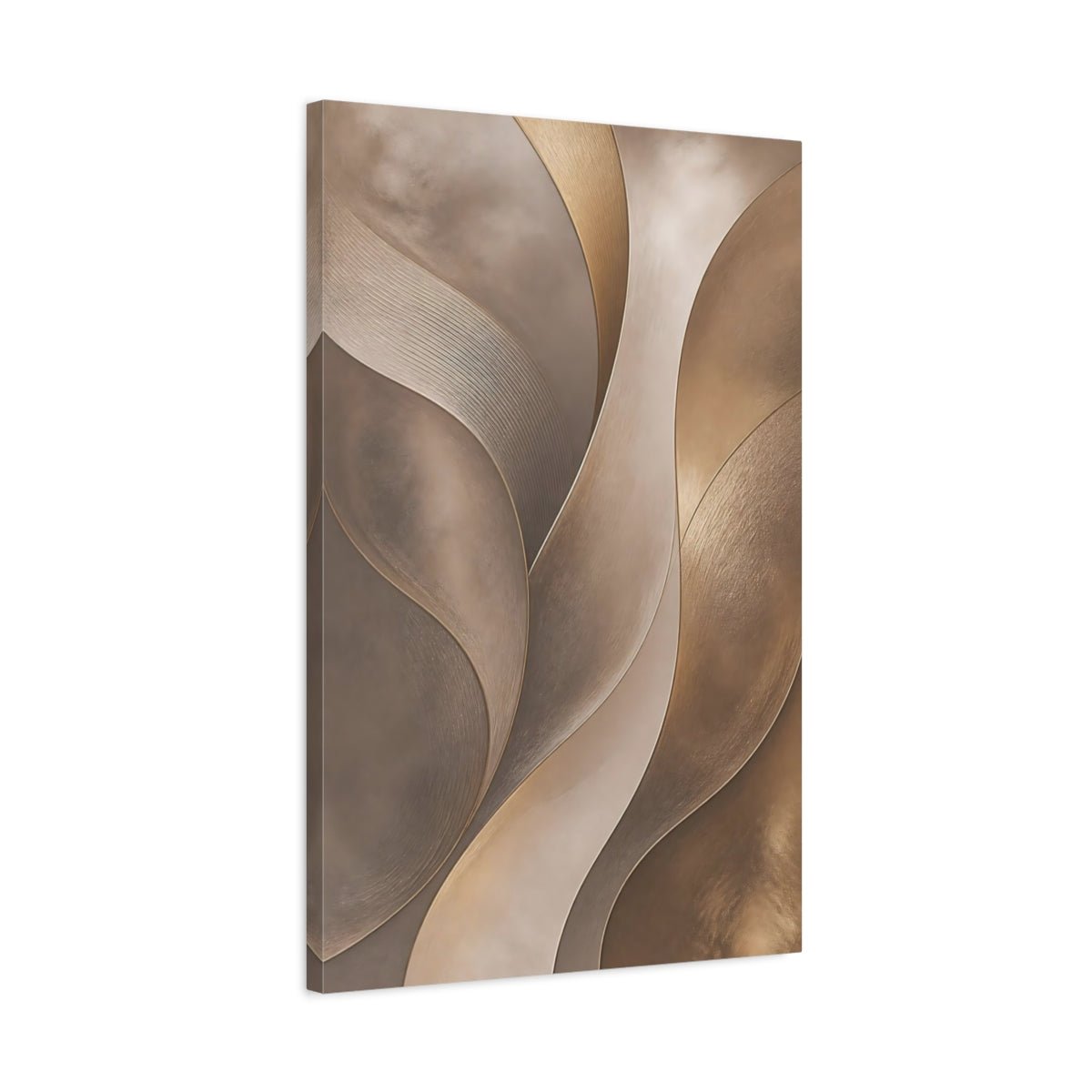 Abstract Waves Gold And Beige Canvas Print – Modern Decor for Living Room, Above Couch - YesArtYes