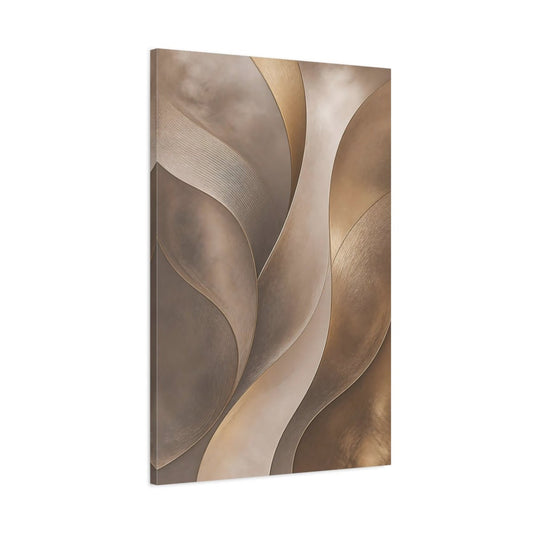 Abstract Waves Gold And Beige Canvas Print – Modern Decor for Living Room, Above Couch - YesArtYes