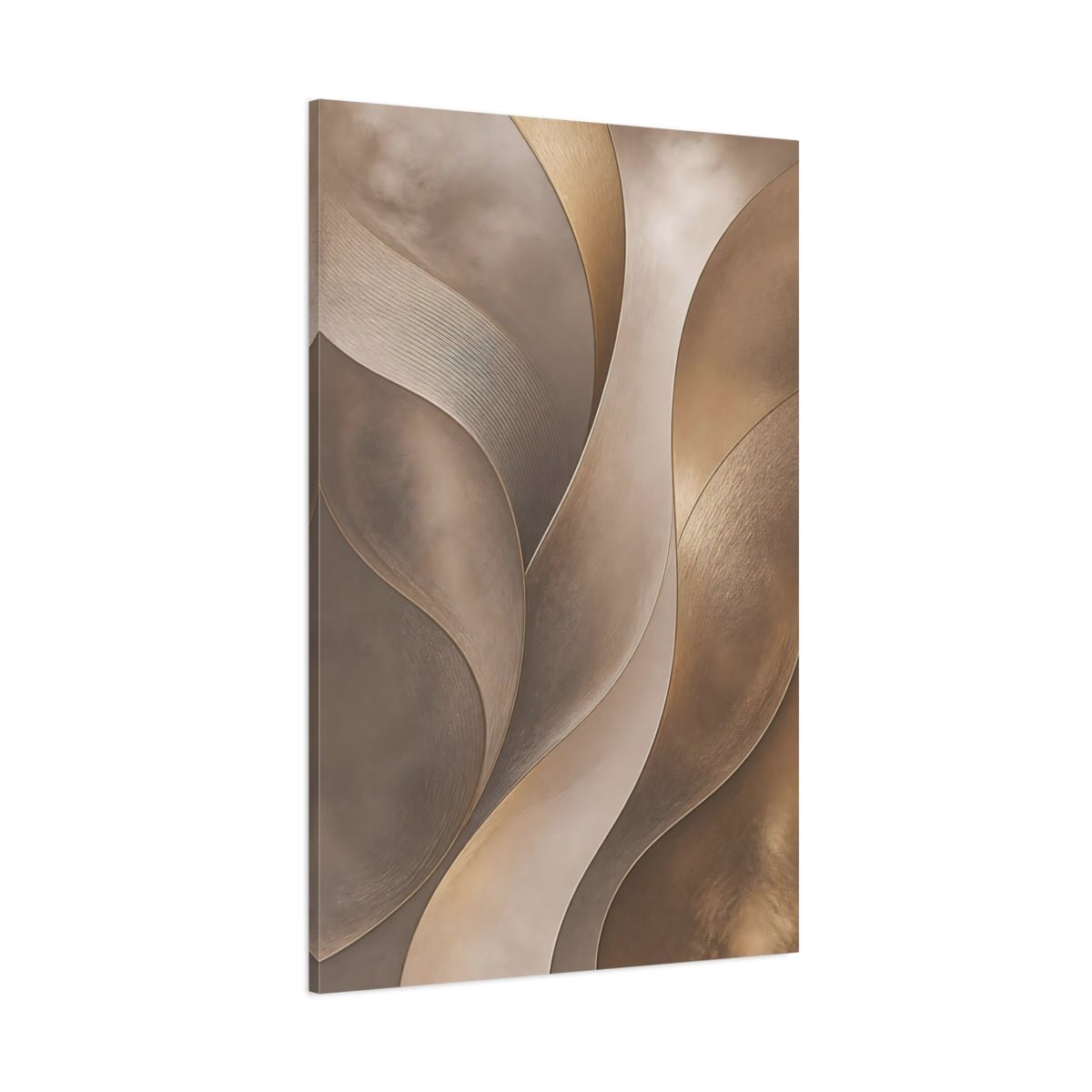 Abstract Waves Gold And Beige Canvas Print – Modern Decor for Living Room, Above Couch - YesArtYes