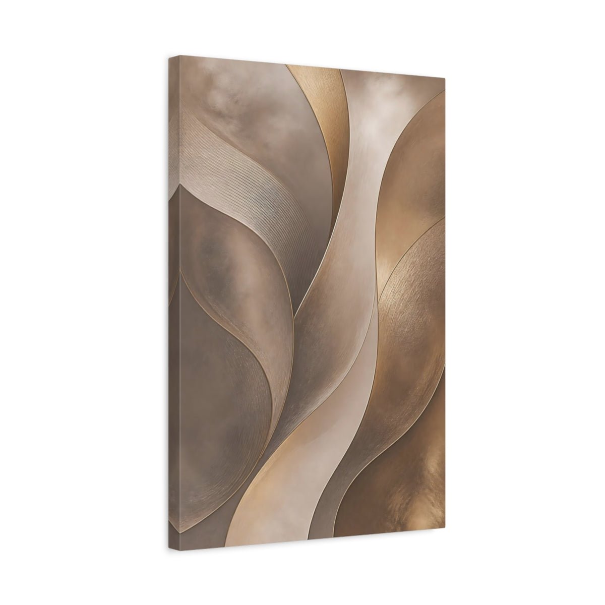 Abstract Waves Gold And Beige Canvas Print – Modern Decor for Living Room, Above Couch - YesArtYes