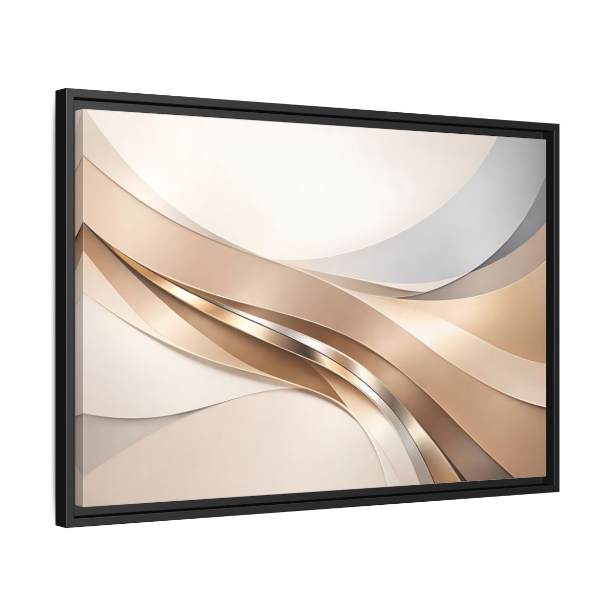Side Mockup 14. Abstract Abstract Waves Gold And Neutral shown as stretched canvas wall art