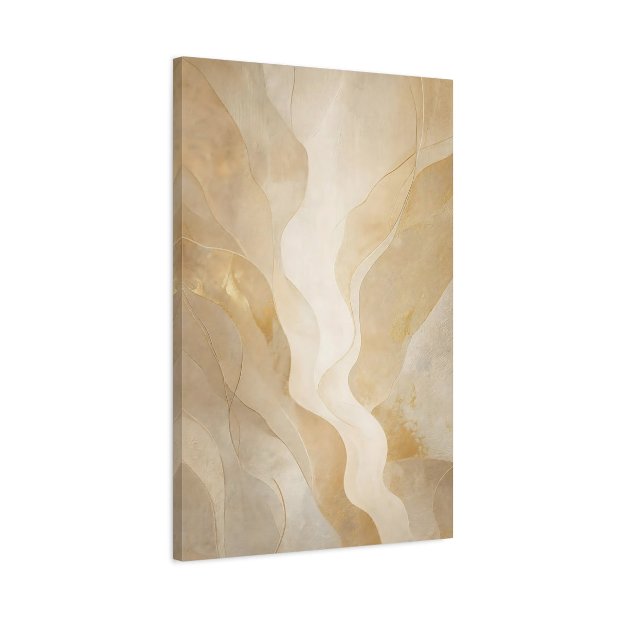 Side Mockup 2. Abstract Abstract Waves Gold Abstract shown as stretched canvas wall art