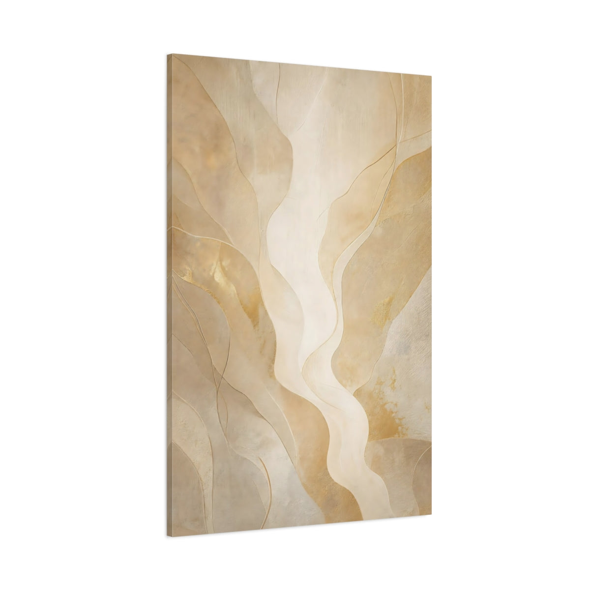 Side Mockup 1. Abstract Abstract Waves Gold Abstract shown as stretched canvas wall art