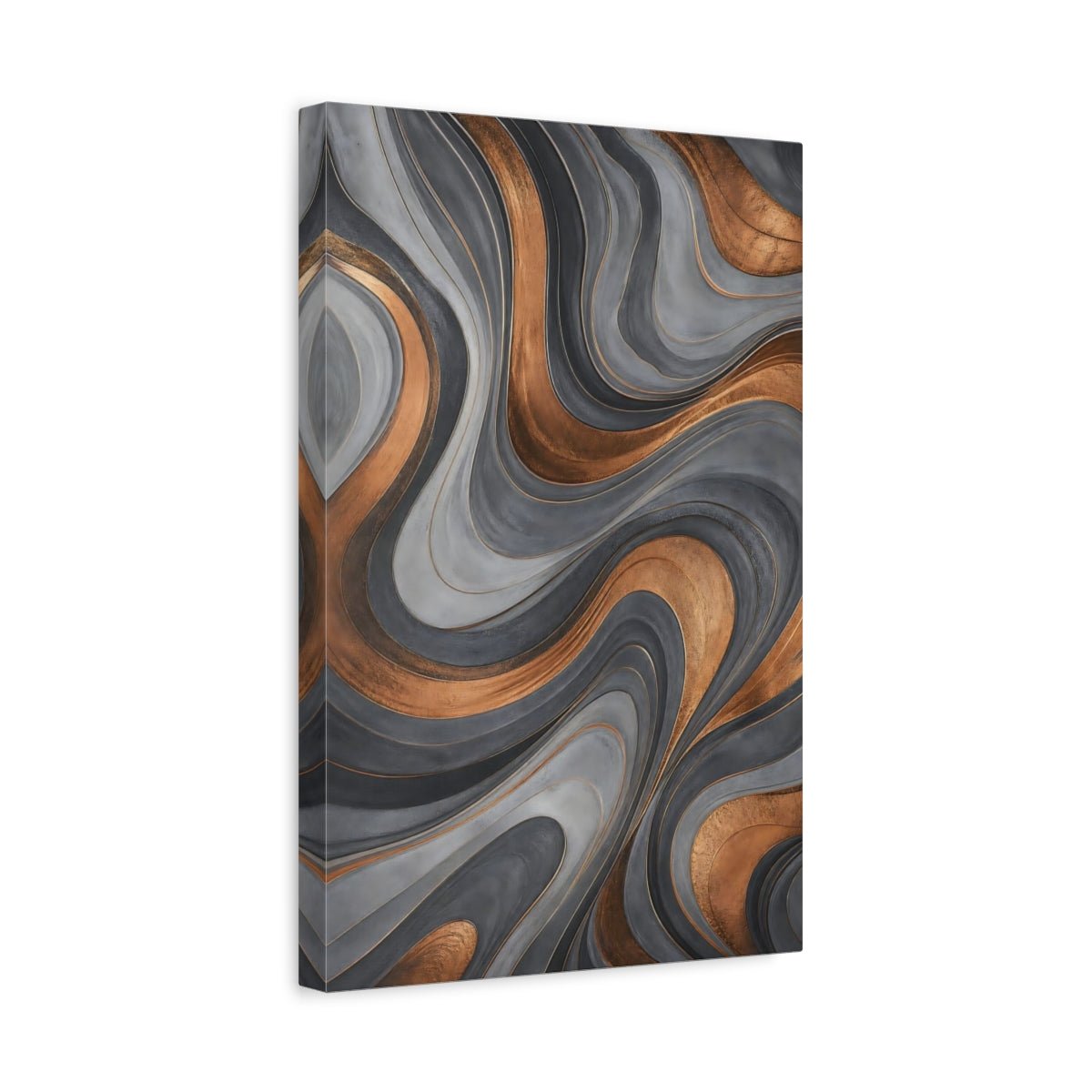 Abstract Waves Grey And Gold Canvas Print – Living Room, Above Console Table - YesArtYes