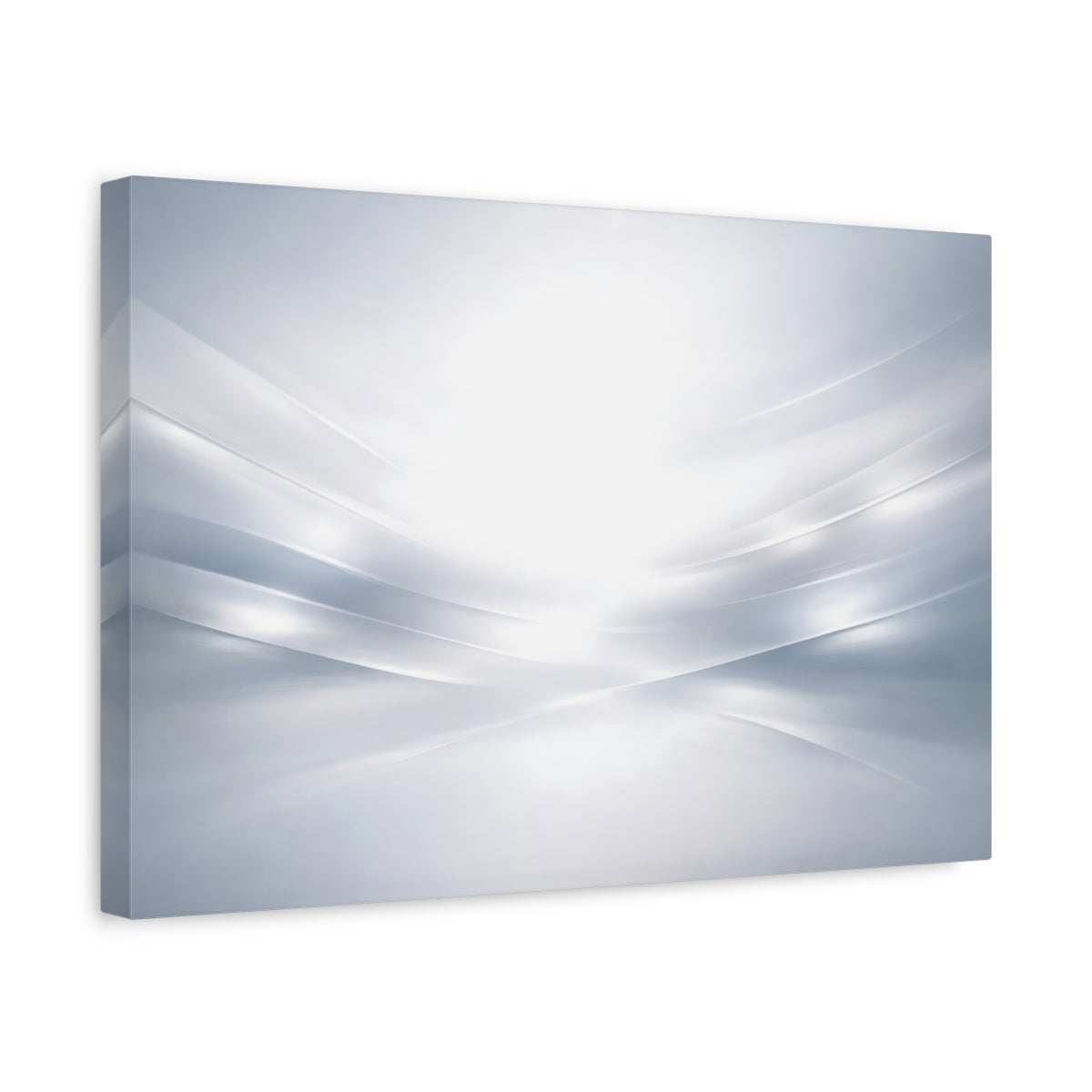 Side Mockup 4. Abstract Abstract Waves Grey And White shown as stretched canvas wall art