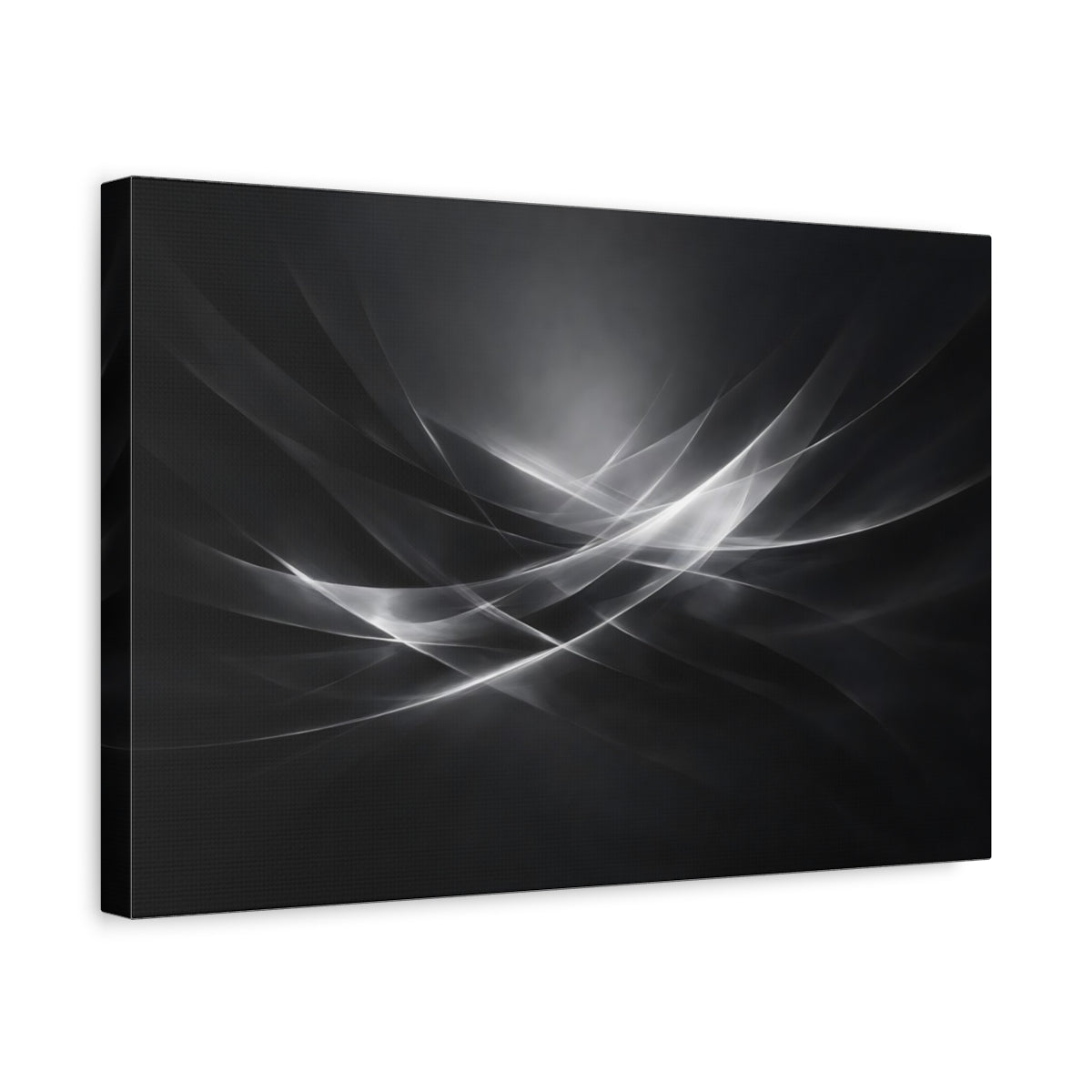 Side Mockup 4. Abstract Abstract Waves Monochrome Waves shown as stretched canvas wall art