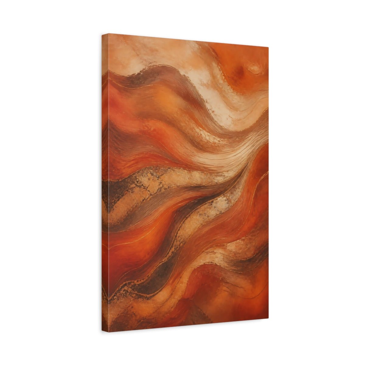 Abstract Waves Orange And Gold Canvas Wall Art Print – Living Room, Above Fireplace - YesArtYes