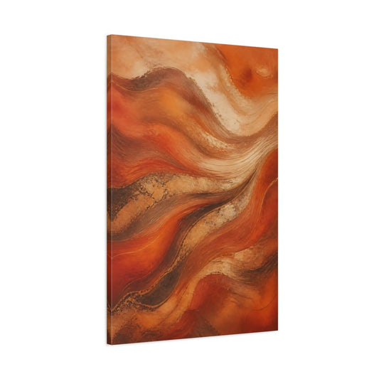 Abstract Waves Orange And Gold Canvas Wall Art Print – Living Room, Above Fireplace - YesArtYes