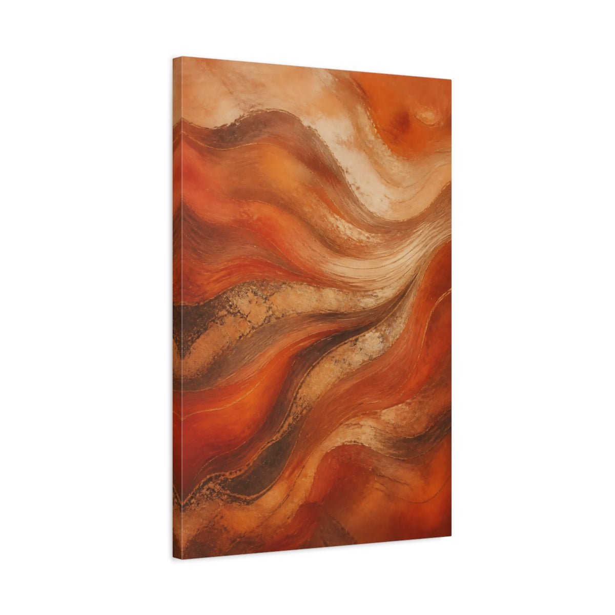 Abstract Waves Orange And Gold Canvas Wall Art Print – Living Room, Above Fireplace - YesArtYes