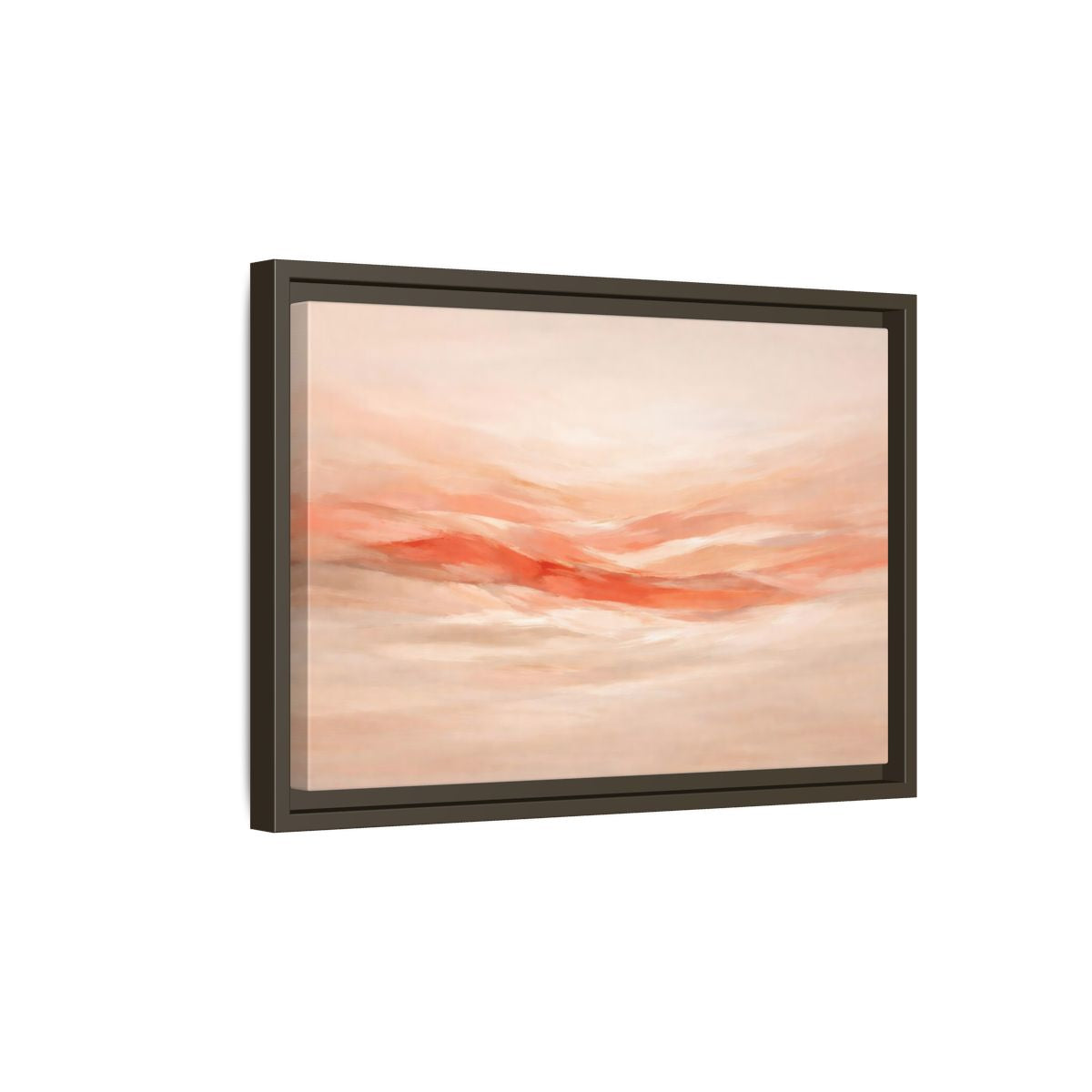 Side Mockup 5. Abstract Abstract Waves Peach Abstract shown as stretched canvas wall art